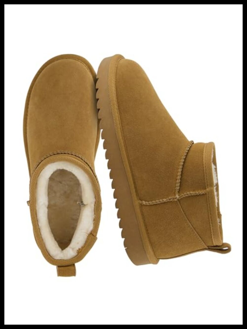 Genuine Suede Ankle Boots Faux Fur Lined Pull On Memory Foam